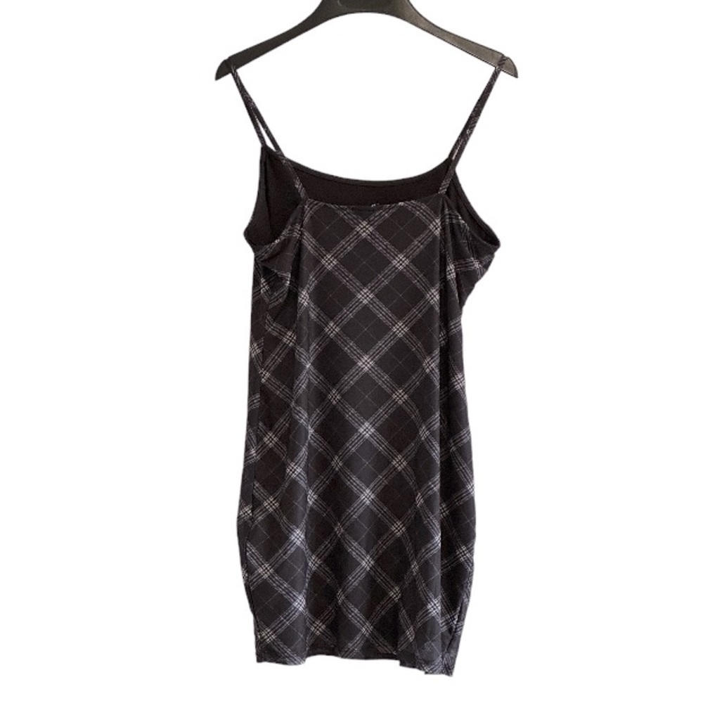 Black Plaid Bodycon Slip Mini Dress M - Picture 5 of 7